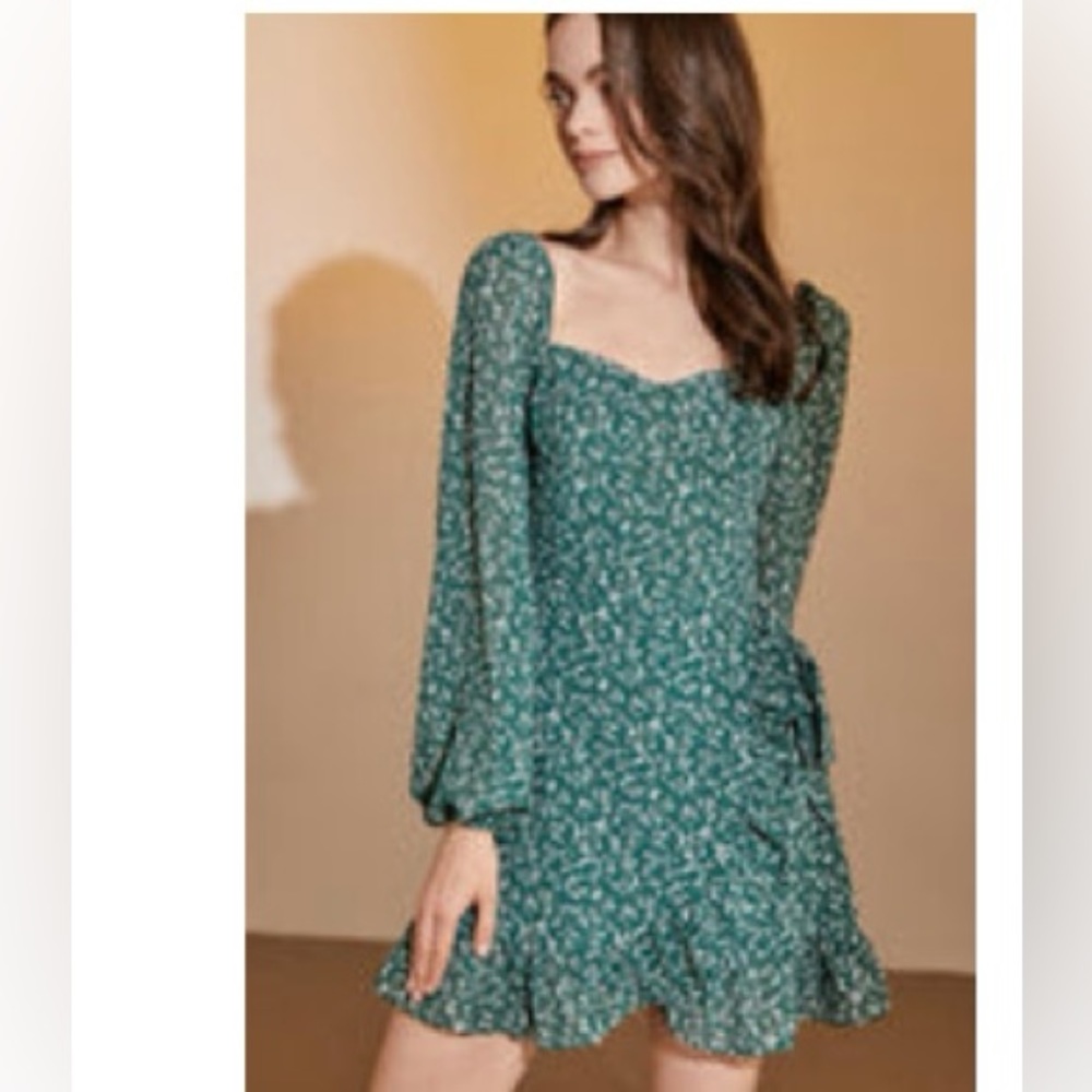 Sea Green Sweetheart neckline flora mini dress